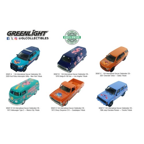 GL30587 - 1/64 INTERNATIONAL SOCCER CELEBRATION 26 - (6 CAR SET) 6 PCS ASSORTMENT GL30587 - 1/64 INTERNATIONAL SOCCER CELEBRATION 26 - (6 CAR SET) 6 PCS ASSORTMENT