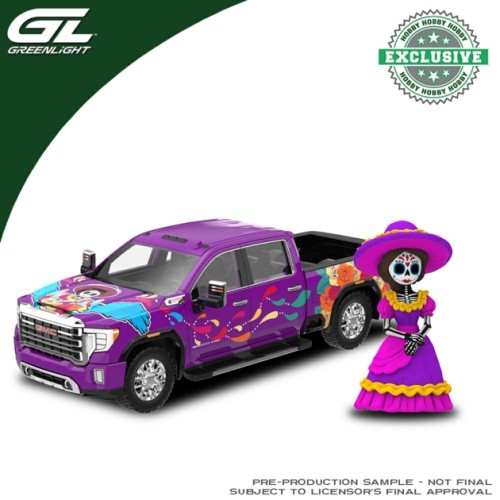 GL30616 - 1/64 GMC SIERRA 3500 HD 2023 - DIA DE  LOS MUERTOS WITH LA CATRINE FIGURINE - HOBBY EXCLUSIVE