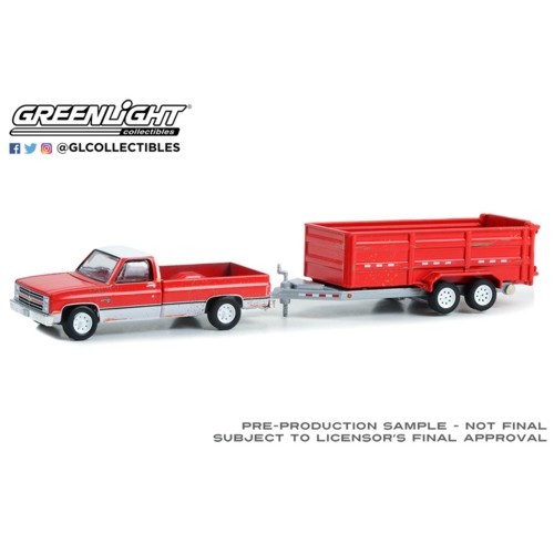 GL32280-C - 1/64 HITCH AND TOW SERIES 28 1983 CHEVROLET SCOTTSDALE K20 WITH DOUBLE AXLE DUMP TRAILER (WEATHERED)