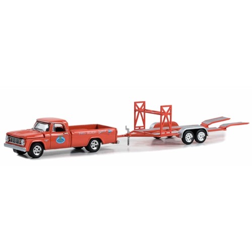 GL32290-A - 1/64 HITCH AND TOW SERIES 29 - 1967 DODGE D-100 - MR NORMS GRAND SPAULDING DODGE WITH TANDEM CAR TRAILER SOLID PACK