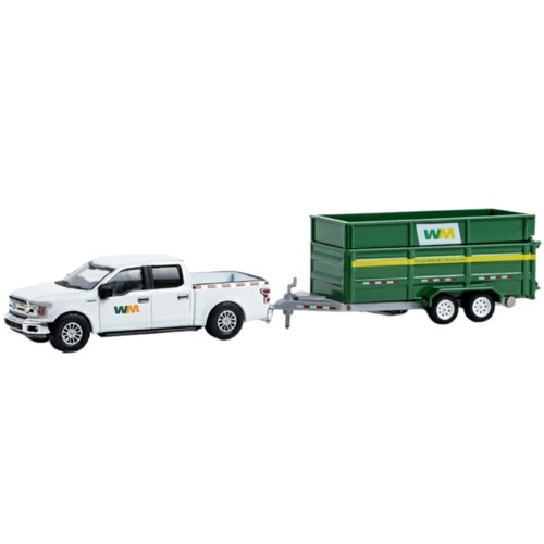 GL32290-C - 1/64 HITCH AND TOW SERIES 29 - 2018 FORD F-150 SUPERCREW - WASTE MANAGEMENT WITH DOUBLE-AXLE DUMP TRAILER SOLID PACK