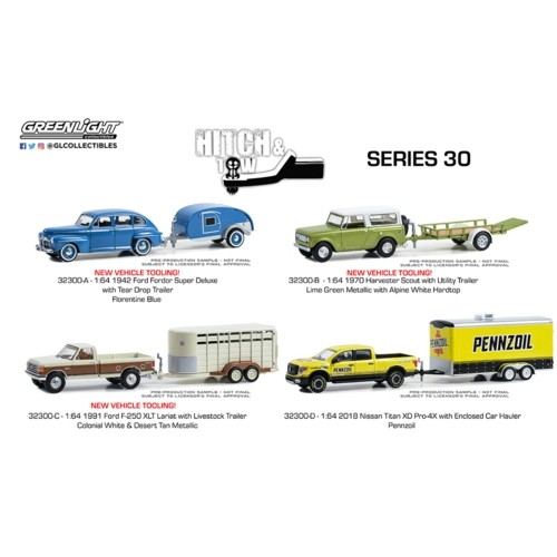 GL32300 - 1/64 HITCH AND TOW SERIES 30 (4 X 2 CAR SET)