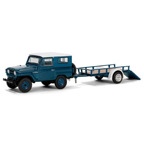 GL32310-A - 1/64 HITCH AND TOW SERIES 31 - 1961 NISSAN PATROL HARD TOP  WITH UTILITY TRAILER - BLUE AND WHITE