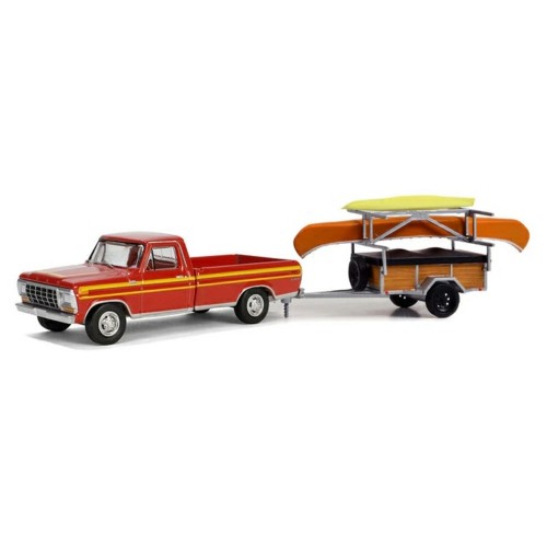 GL32310-B - 1/64 HITCH AND TOW SERIES 31 - 1978 FORD F-150 RANGER EXPLORER - MAROON WITH ORANGE EXPLORER STRIPES WITH CANOE TRAILER WITH CANOE RACK AND KAYAK