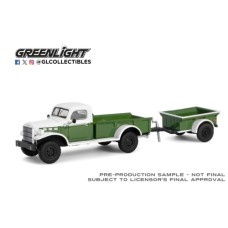 GL32320-A - 1/64 HITCH AND TOW SERIES 32 - 1950 DODGE POWER WAGON - GREEN AND WHITE WITH 1/4 TON CARGO TRAILER