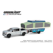 GL32320-D - 1/64 HITCH AND TOW SERIES 32 - 2024 CHEVROLET SILVERADO HIGH COUNTRY - STERLING GRAY METALLIC WITH POP UP CAMPER