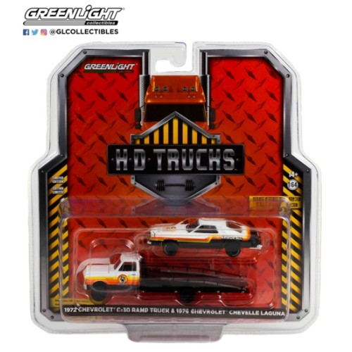 GL33230-A - 1/64 H.D. TRUCKS SERIES 23 1972 CHEVY C-30 RAMP TRUCK WITH 1976 CHEVROLET CHEVELLE LAGUNA ARMOUR ALL