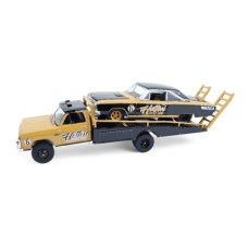 GL33260-A - 1/64 H.D TRUCKS SERIES 26 - 1985 DODGE RAM D350 RAMP TRUCK WITH 1965 DODGE CORONET - RAMCHARGERS