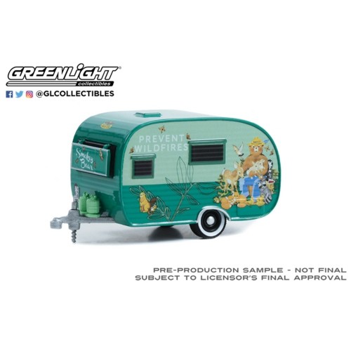 GL34130-A - 1/64 HITCHED HOMES SERIES 13 1958 CATOLAC DEVILLE TRAVEL TRAILER SMOKEY BEAR WELCOME TO OUR DEN