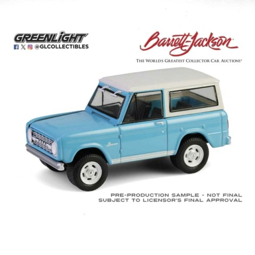 GL37320-A - 1/64 BARRETT-JACKSON SERIES 15 - 1966 FORD BRONCO CUSTOM SUV - TURQUOISE BLUE - SCOTTSDALE 2024