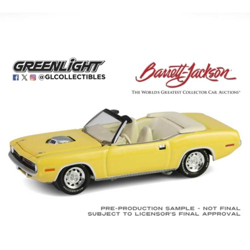 GL37320-E - 1/64 BARRETT-JACKSON SERIES 15 - 1970 PLYMOUTH CUDA CONVERTIBLE - YELLOW - SCOTTSDALE 2024