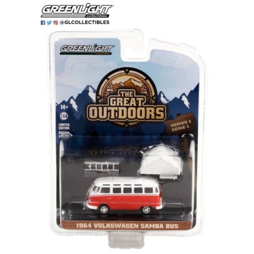 GL38010-A - 1/64 THE GREAT OUTDOORS SERIES 1 1964 VOLKSWAGEN SAMBA BUS WITH CAMP'OTEL CARTOP SLEEPER TENT