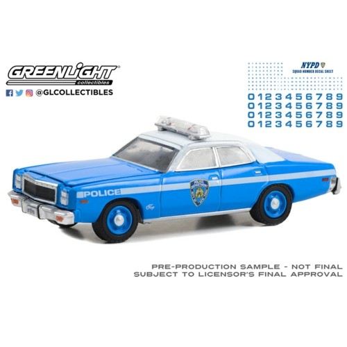 GL42773 - 1/64 HOT PURSUIT - 1977 PLYMOUTH FURY - NEW YORK CITY POLICE DEPARTMENT (NYPD)