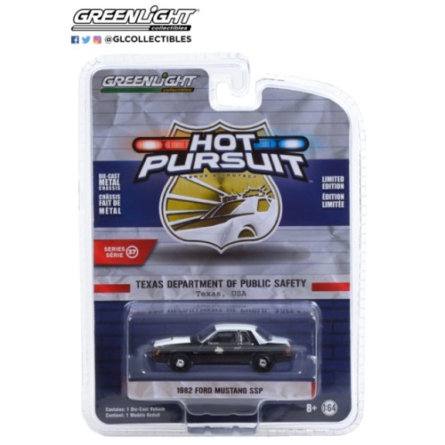 GL42950-A - 1/64 HOT PURSUIT SERIES 37 - 1982 FORD MUSTANG SSP TEXAS DEPARTMENT OF PUBLIC SAFETY SOLID PACK
