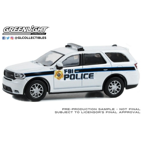 GL43025-E - 1/64 HOT PURSUIT SPECIAL EDITION - FBI POLICE (FEDERAL BUREAU OF INVESTIGATION POLICE) 2018 DODGE DURANGO POLICE PURSUIT SOLID PACK (HOBBY EXCLUSIVE)