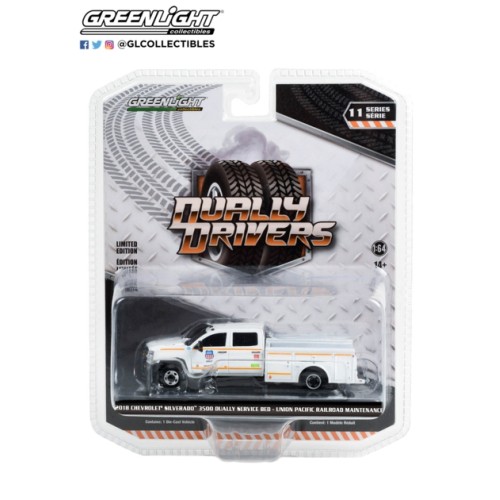 GL46110-C - 1/64 DUALLY DRIVERS SERIES 11 2018 CHEVROLET SILVERADO 3500 DUALLY SERVICE BED UNION PACIFIC RAILROAD MAINTENANCE TRUCK