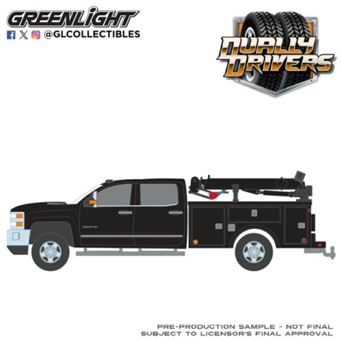 GL46170-D - 1/64 DUALLY DRIVERS SERIES 17 - CHEVROLET SILVERADO 3500 DUALLY CRANE TRUCK 2016 - BLACK