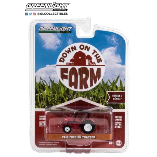 GL48070-B - 1/64 DOWN ON THE FARM SERIES 7 1946 FORD 8N TRACTOR RED WITH BLACK CANOPY