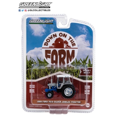 GL48070-E - 1/64 DOWN ON THE FARM SERIES 7 1989 FORD 7610 SILVER JUBILEE TRACTOR WHITE AND BLUE