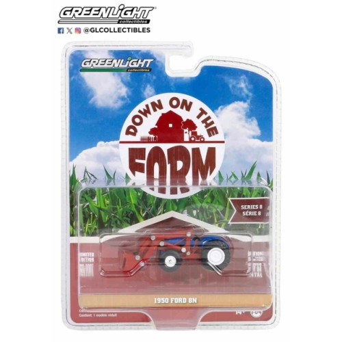 GL48080-A - 1/64 DOWN ON THE FARM SERIES 8 1950 FORD 8N BLUE AND RED WITH FRONT LOADER