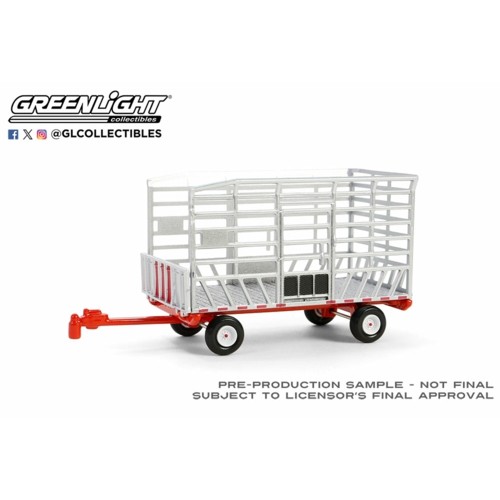 GL48090-F - 1/64 DOWN ON THE FARM SERIES 9 - BAIL THROW WAGON - SILVER AND RED SOLID PACK