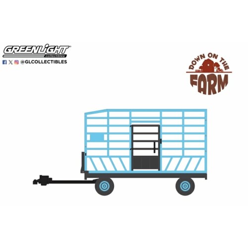 GL48100-F - 1/64 DOWN ON THE FARM SERIES 10 - BALE THROW WAGON - LIGHT BLUE SOLID PACK