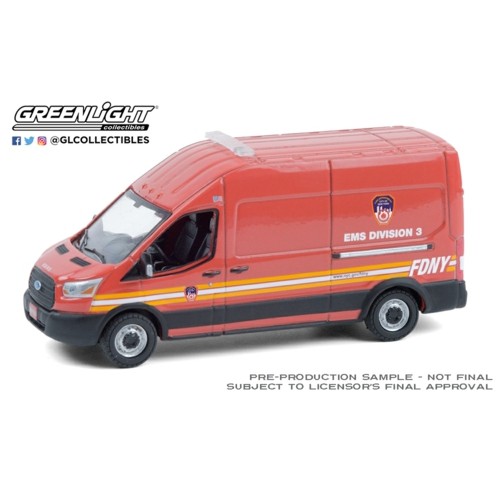 GL53020-E - 1/64 ROAD RUNNERS SERIES 2 2019 FORD TRANSIT LWB HIGH ROOF FDNY EMS DIVISION 3