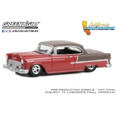 GL63040-A - 1/64 CALIFORNIA LOWRIDERS SERIES 3 1955 CHEVROLET BEL AIR RUBY RED AND MATTE BRONZE