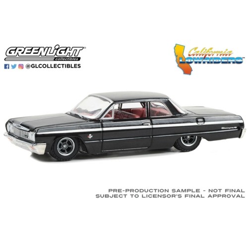 GL63050D - 1/64 CALIFORNIA LOWRIDERS SERIES 4 - 1964 CHEVROLET BISCAYNE - BLACK WITH RED INTERIOR SOLID PACK