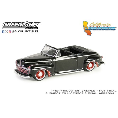 GL63060-A - 1/64 CALIFORNIA LOWRIDERS - SERIES 5 - 1947 FORD DELUXE  CONVERTIBLE - BLACK AND RED SOLID PACK