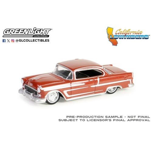 GL63060-B - 1/64 CALIFORNIA LOWRIDERS - SERIES 5 - 1955 CHEVROLET BELAIR - RED AND SILVER SOLID PACK