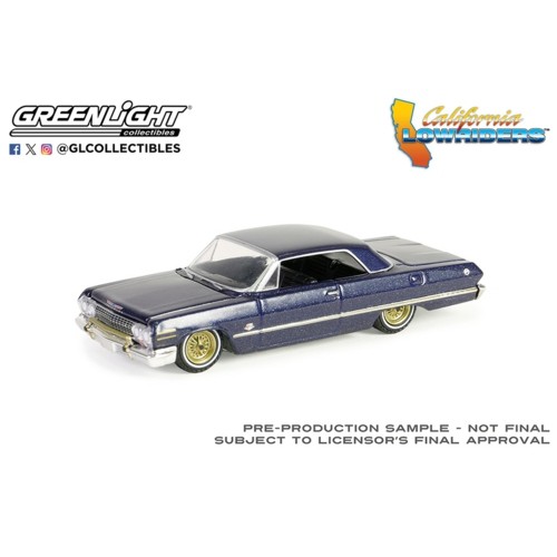 GL63060-C - 1/64 CALIFORNIA LOWRIDERS - SERIES 5 - 1963 CHEVROLET IMPALA - DARK BLUE AND GOLD SOLID PACK