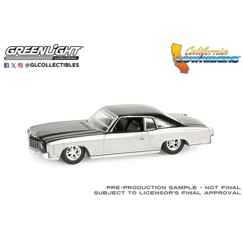 GL63060-F - 1/64 CALIFORNIA LOWRIDERS - SERIES 5 - 1972 CHEVROLET MONTE CARLO - SILVER AND BLACK SOLID PACK