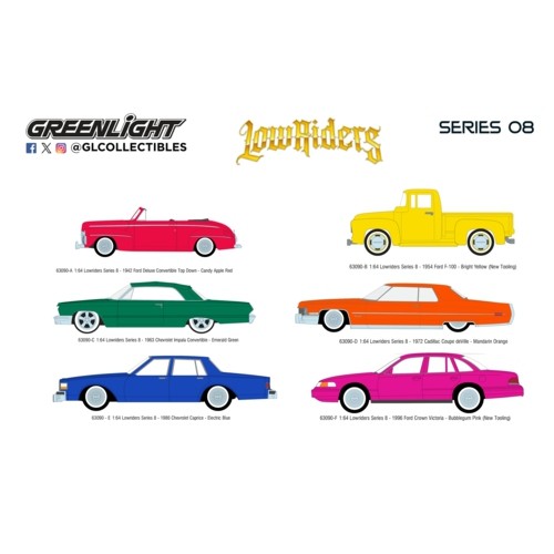 GL63090 - 1/64 CALIFORNIA LOWRIDERS SERIES 8 (6 CAR SET) 6 PCS ASST CTN
