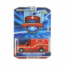 GL67067  - 1/64 FIRST RESPONDERS - 1989 FORD F-350 AMBULANCE - FDNY (THE OFFICIAL FIRE DEPT OF NEW YORK) LOGISTICAL SUPPORT UNIT