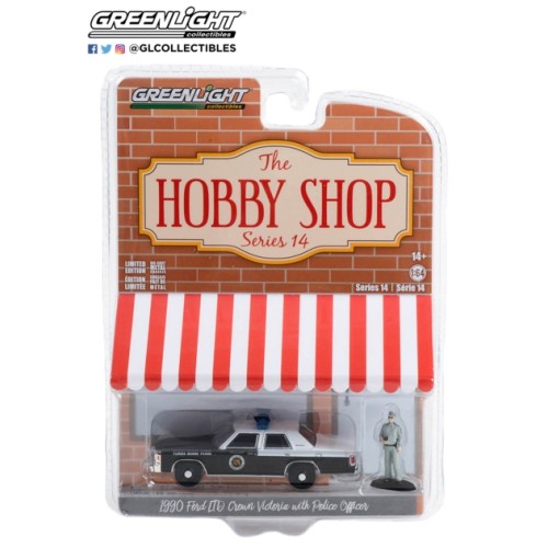 GL97140-D - 1/64 THE HOBBY SHOP SERIES 14 1990 FORD LTD CROWN VICTORIA FLORIDA MARINE PATROL WITH POLICE OFFICER