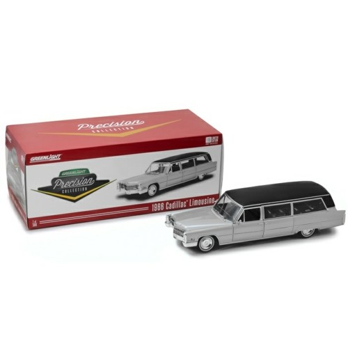 GLPC18005 - 1/18 1966 CADILLAC S AND S LIMOUSINE - SILVER AND BLACK