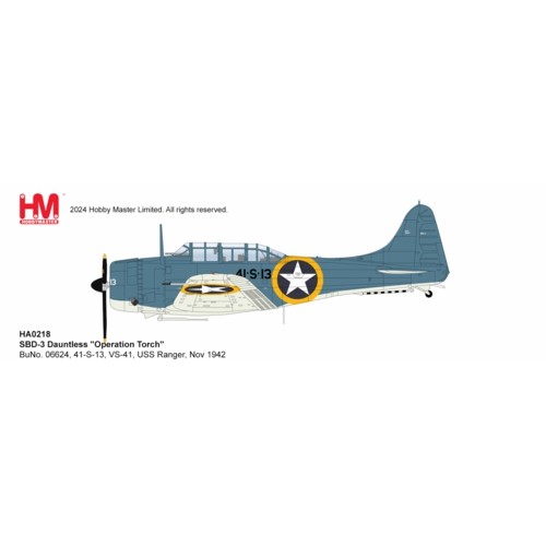 HA0218 - 1/32 SBD-3 DAUNTLESS - OPERATION TORCH - BUNO. 06624, 41-S-13, VS-41, USS RANGER, NOV 1942
