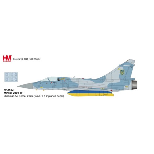 HA1622 - 1/72 MIRAGE 2000-5F - UKRANIAN AIR FORCE, 2025 (WITH NO. 1 AND 2 PLANES DECAL)