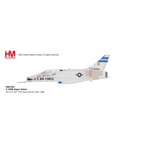 HA2126 - 1/72 F-100D SUPER SABRE 55-3712, 307 TFS, BIEN HOA AB, RVN, 1965