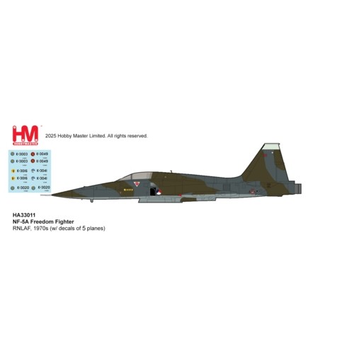 HA33011 - 1/72 NF-5A FREEDOM FIGHTER - RNLAF, 1970S (WITH DECAL FOR 5 PLANES)