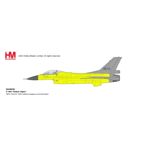 HA38036 - 1/72 F-16V YELLOW VIPER 6679 ROCAF 2023 WITH 2 X AIM-9X AND 1 X MIDDLE FUEL TANK
