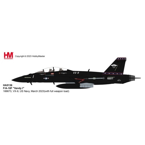 HA5136b - 1/72 F/A-18F VANDY I 166673, VX-9, US NAVY, MARCH 2023 (WITH FULL WEAPON LOAD)