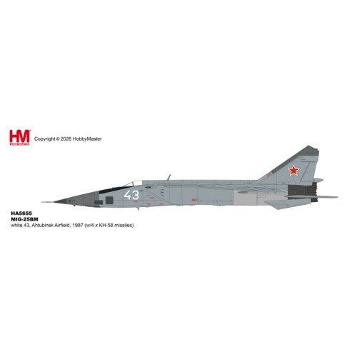 HA5655 - 1/72 MIG-25BM, WHITE 43, AHTUBINSK AIRFIELD, 1987, (W/4 X KH-58 MISSILES)