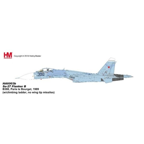 HA6003b - 1/72 SU-27 FLANKER B B388, PARIS LE BOURGET, 1989 (W/CLIMBING LADDER, NO WING TIP MISSILES)