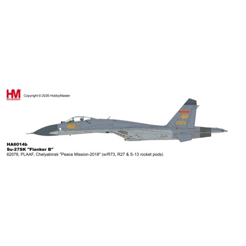 HA6014B - 1/72 SU-27SK FLANKER B, PLAAF, CHELYABINSK, PEACE MISSION-2018, (W/R73, R27 & S-13 ROCKET PODS)