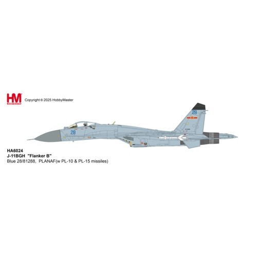 HA6024 - 1/72 J-11BGH FLANKER B - BLUE 28/81288,  PLANAF (WITH PL-10 AND PL-15 MISSILES)