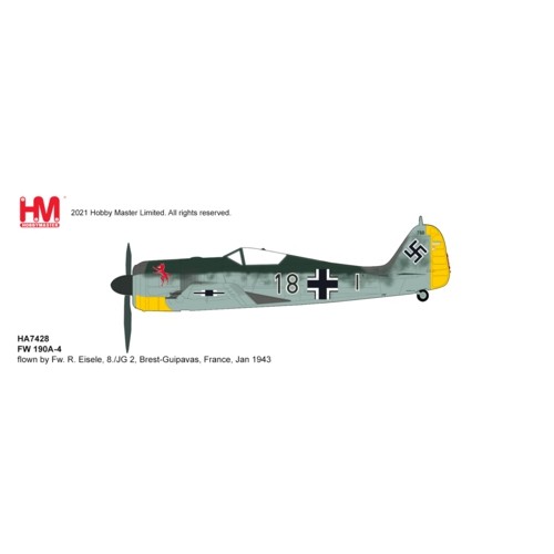 HA7428 - 1/72 FW190A-4 FLOWN BY FW.R.EISELE 8/JG 2 BREST-GUIPAVAS FRANCE JAN 1943