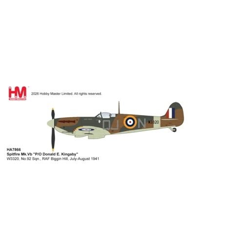 HA7866 - 1/48 SPITFIRE MK.VB, P/O DONALD E. KINGABY, W3320, NO.92 SQN., RAF BIGGIN HILL, JULY-AUGUST 1941