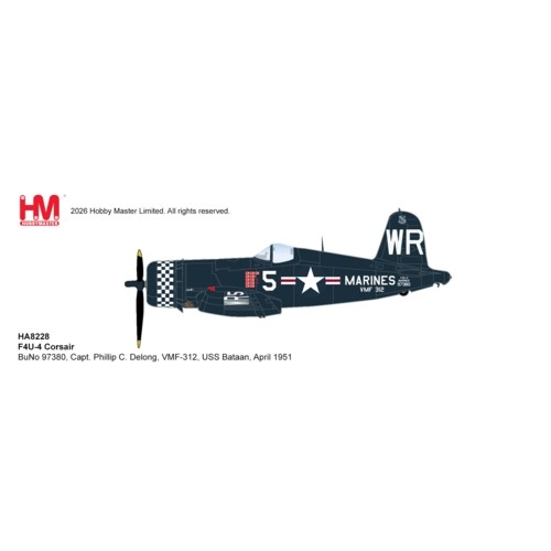 HA8228 - 1/48 F4U-4 CORSAIR, BUNO 97380, CAPT. PHILLIP C. DELONG,  VMF-312, USS BATAAN, APRIL 1951